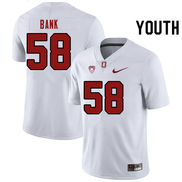 Youth #58 Alec Bank Stanford Cardinal College Football Jerseys Stitched Sale-White - Click Image to Close